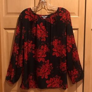 New Croft & Barrow Red Floral Blouse